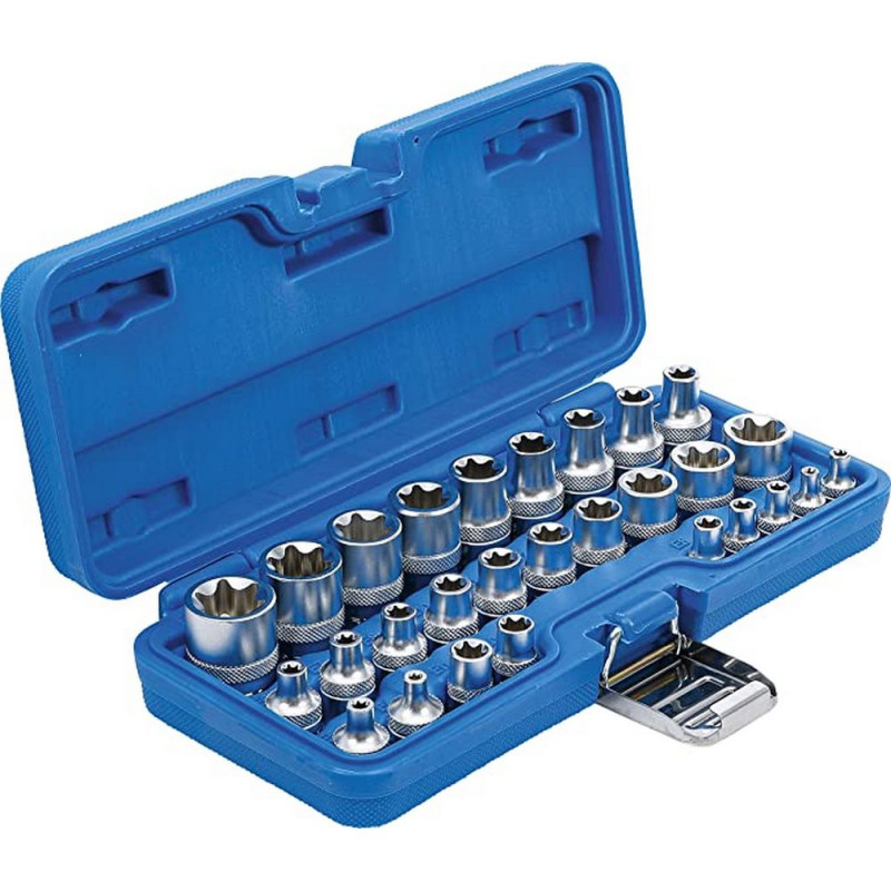 Coffret douilles / embouts, Torx, 1/4 + 3/8 + 1/2