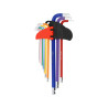 9 CLES MALES S2 COULEUR 6 PANS BTR, ALLEN, CHC TETE SPHERIQUE DE 1.5 A 10 mm