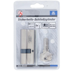 BARILLET 80MM CYLINDRE DE SERRURE DE SECURITE 30/50MM 5 CLES