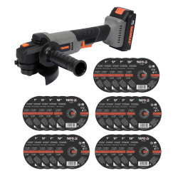 Lot Meuleuse d'angle 125 mm sans fil 20V + 25 Disques - SARLAT OUTILLAGE