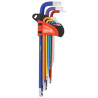 9 CLES MALES S2 COULEUR 6 PANS BTR, ALLEN, CHC TETE SPHERIQUE DE 1.5 A 10 mm