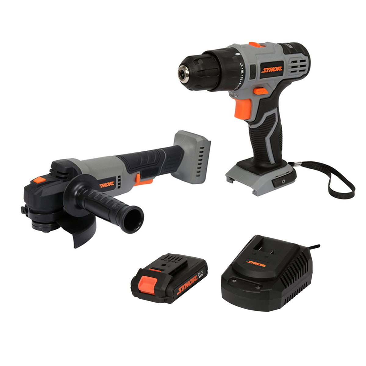 PACK PERCEUSE, MEULEUSE D'ANGLE SANS FIL 125mm BATTERIE, CHARGEUR