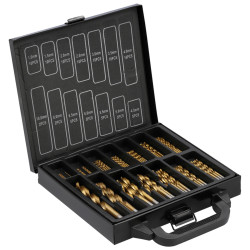 COFFRET DE 99 FORETS HELICOIDAUX EN ACIER RAPIDE HSS REVETU TITANE DE 1 à 10 mm