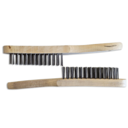 LOT DE 2 BROSSES METALLIQUES A MAIN 4 RANGEES DE FILS ACIER - 290 MM